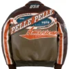 Pelle Pelle Original Authentic Racing Sport Brown Leather Bomber Jacket back view
