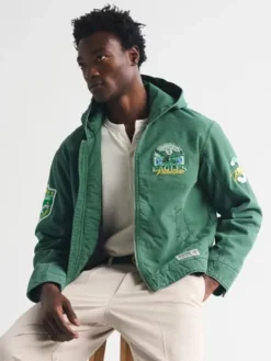 Philadelphia Eagles Abercrombie Fitch Workwear Hooded Bomber Full-Zip Jacket Kelly Green