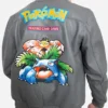 Pokemon Venusaur 2026 Tropical Bloom Toad Grey Leather Bomber Jacket back view