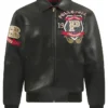 Polo G Pelle Pelle Unrivaled 48 Anniversary Black Bomber Leather Jacket front view