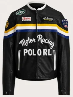 Polo Ralph Lauren Black Leather Racing Jacket