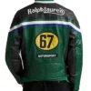 Polo Ralph Lauren Green Racing Leather Jacket Back