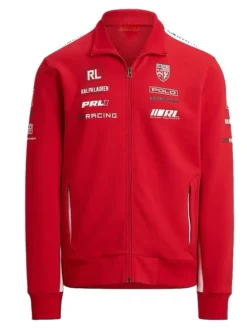 Polo Ralph Lauren Stretch Graphic Racing Track Jacket In Red