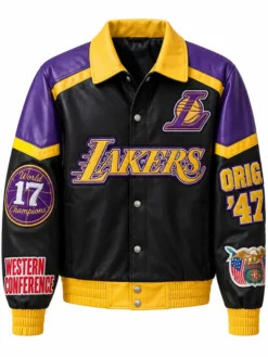 RB Tour Usher Jeff Hamilton Lakers Leather Varsity Jacket