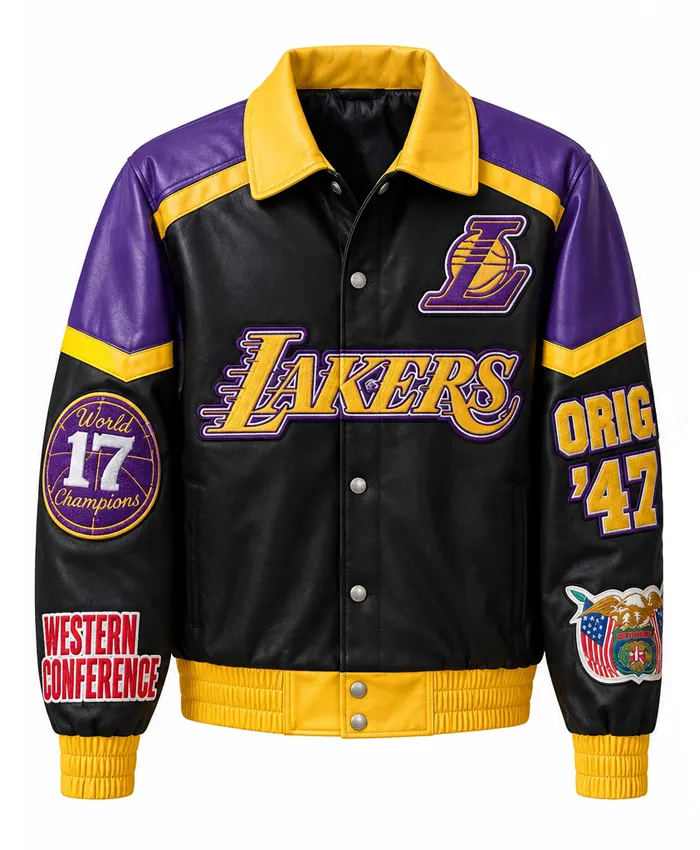 RB Tour Usher Jeff Hamilton Lakers Leather Varsity Jacket
