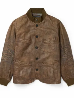RRL Parkhurst Distressed Brown Leather Jacket