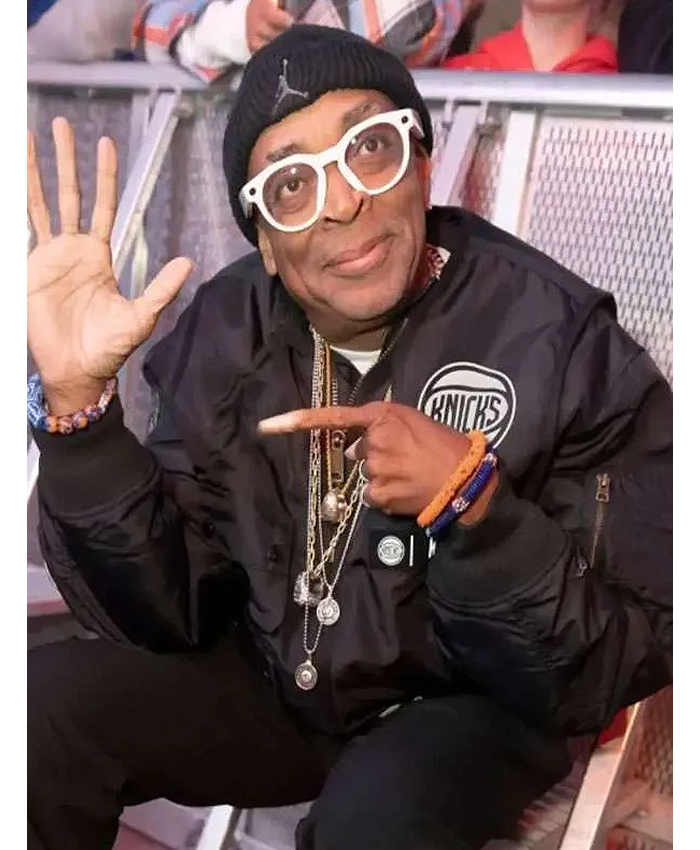 Roommates-Show-Block-Party-Championship-2026-Spike-Lee-Knicks-Black-Bomber-Jacket-Front