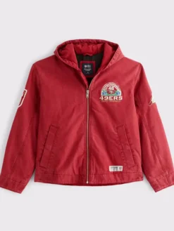 San Francisco 49ers Abercrombie Fitch Workwear Hooded Bomber Jacket