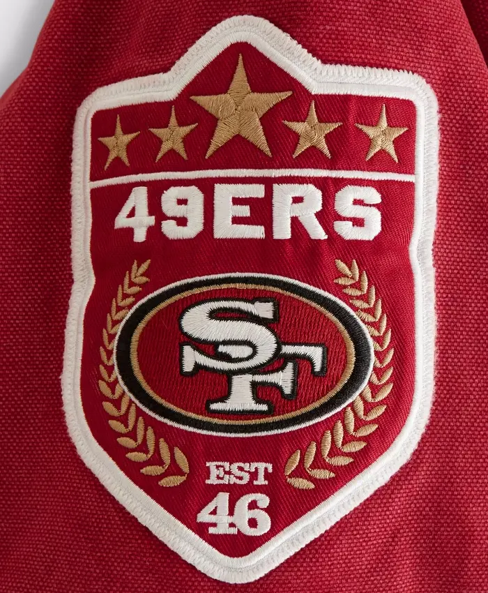 San Francisco 49ers Abercrombie Fitch Workwear Hooded Bomber Jacket 3