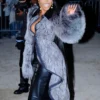 Schiaparelli Spring-Summer 2027 Paris Show Porsha Williams Grey Faux Fur Jacket front view