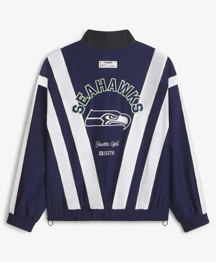 Seattle Seahawks Off Season x NFL College Navy Unisex Windbreaker Jacket Back