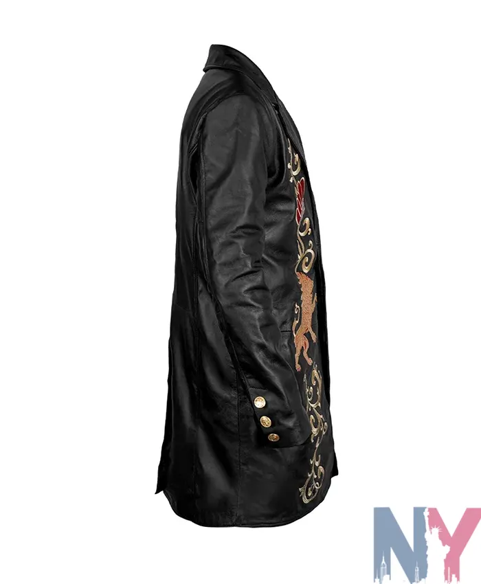 Selena Quintanilla Singer Embroidered Black Long Coat For Sale