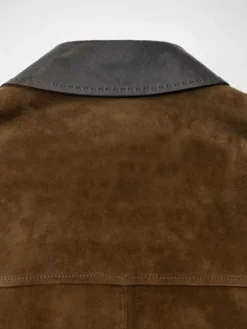 Shop Adidas Originals Suede Leather Dark Brown Refined Luxe Jacket back view