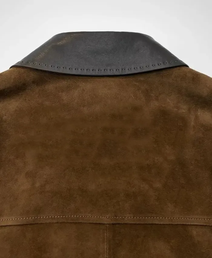 Shop Adidas Originals Suede Leather Dark Brown Refined Luxe Jacket back view