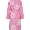 Shop Fluffy Falling Daisies Chenille Pink Terry Towel Bathrobe back view