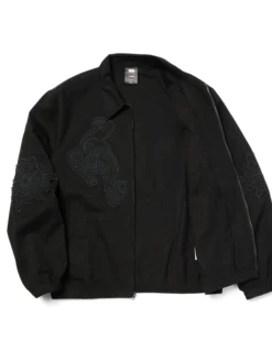 Shop-Huf-x-Spider-Man-Black-Cotton-Patches-Work-Jacket