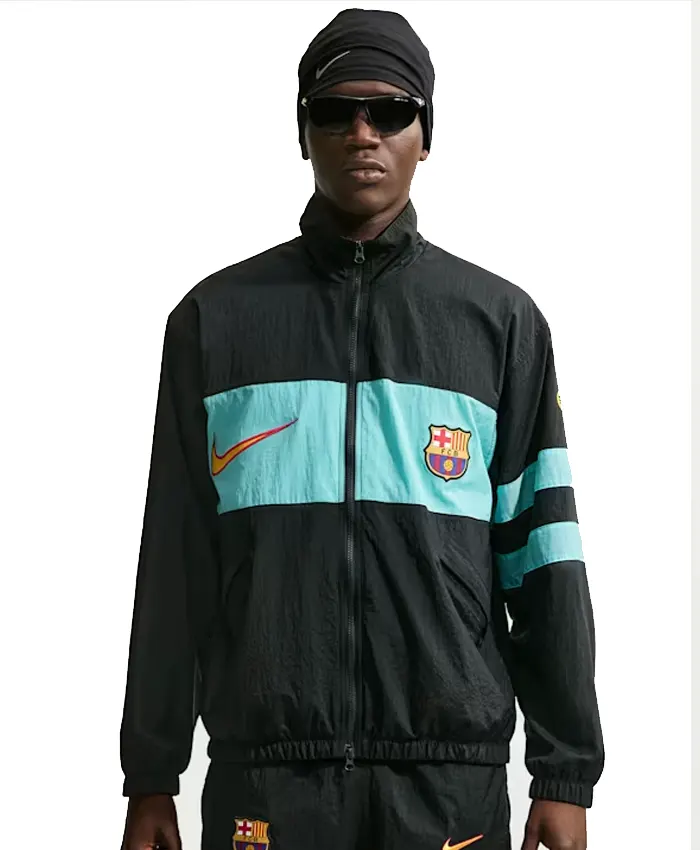Shop Kelly Oubre Jr Nike Men's FC Barcelona 26-27 Third Collection Repel I96 Track Jacket