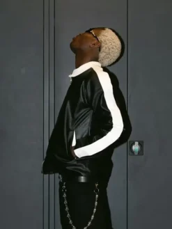 Shop London TML Vibez Black Leather Biker Bomber Jacket For Sale
