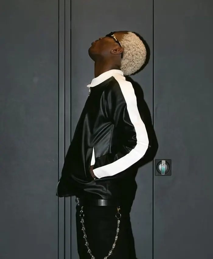 Shop London TML Vibez Black Leather Biker Bomber Jacket For Sale