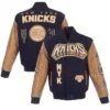 Shop New York Knicks JH Design Wool Leather Full-Snap Varsity Jacket at Discounted Price
