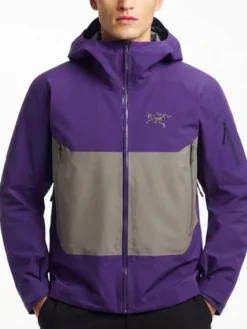 Shop Now Arc’teryx Sabre Purple Hooded Rain Polyester Jacket front view