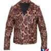 Shop Now Biker Genuine Leather Leopard Print Jacket For Men And Women front view