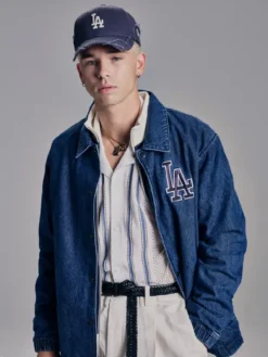 Shop Now New Era Los Angeles Dodgers Blue Denim Coaches Jacket for Men