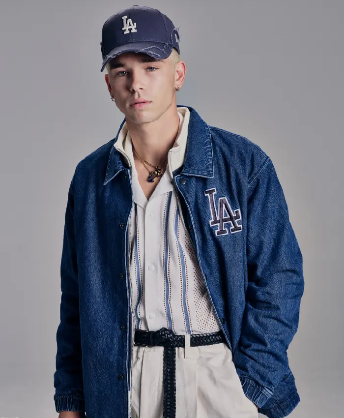 Shop Now New Era Los Angeles Dodgers Blue Denim Coaches Jacket for Men