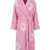 Shop Pink Fluffy Falling Daisies Chenille Terry Towel Bathrobe front view