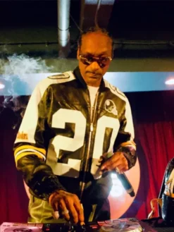 Shop Snoop Dogg DJing Pittsburgh Steelers Black and White Leather Bomber Jacket