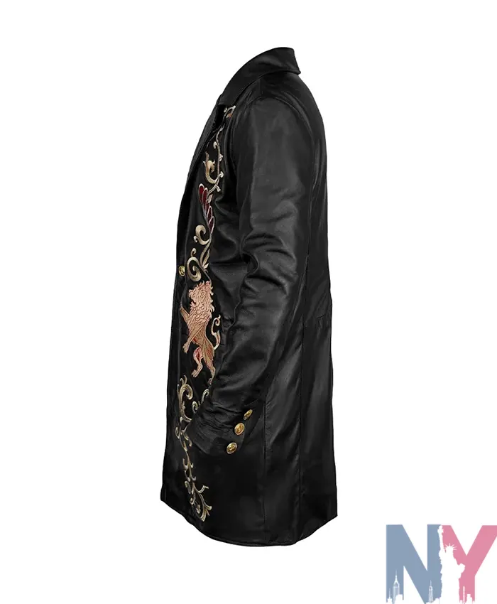 Singer Selena Quintanilla Embroidered Black Long Coat SIde View