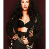 Singer-Selena-Quintanilla-embroidery-Black-Long-Coat