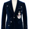 Snowman-Christmas-Blue-Velvet-Blazer