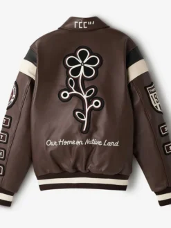 SonReal Roots X SECTION 35 Brown Varsity Jacket Back