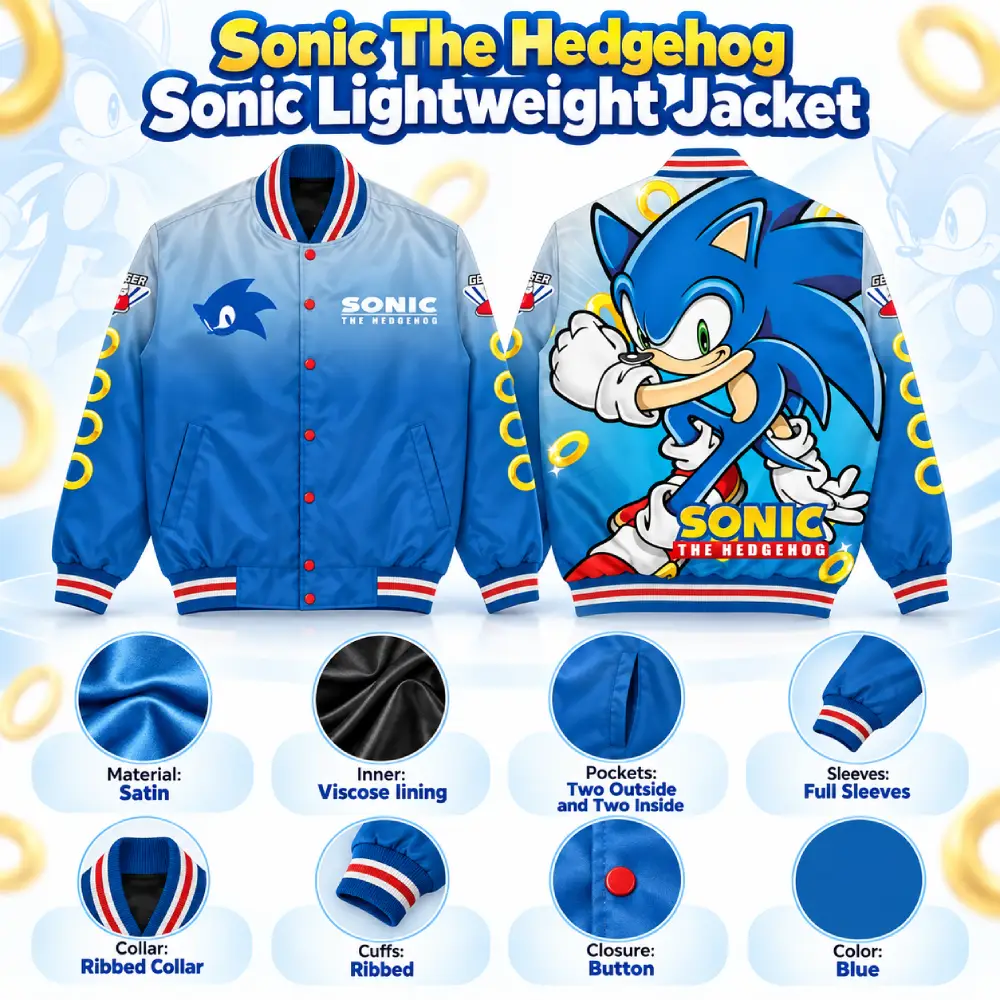 Sonic The Hedgehog Sonic Lightweight Jacket Infographics