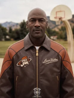 Space Jam × Louis Vuitton Brown Leather Bomber Jacket