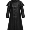 Steampunk Fisherman Halloween Cosplay Black Leather Trench Coat For Sale