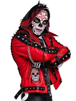 Street Fighter Mexico City La Parka Red Biker Leather Jacket