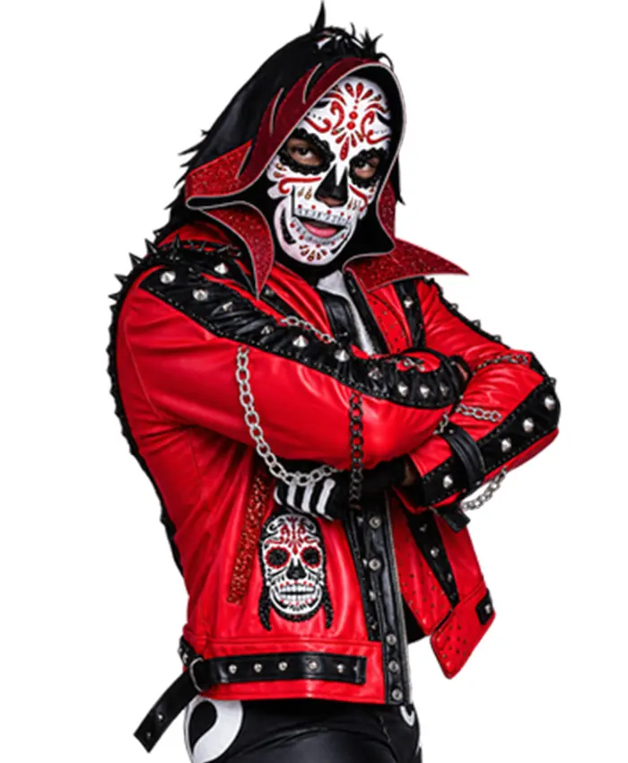 Street Fighter Mexico City La Parka Red Biker Leather Jacket