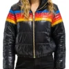 Ted Lasso Rebecca Lowe Stripes Rainbow Puffer Jacket