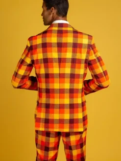 Thanksgiving Orange Plaid Suit Back
