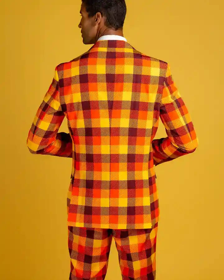 Thanksgiving Orange Plaid Suit Back