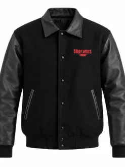 The Sopranos Black Varsity Jacket Front View