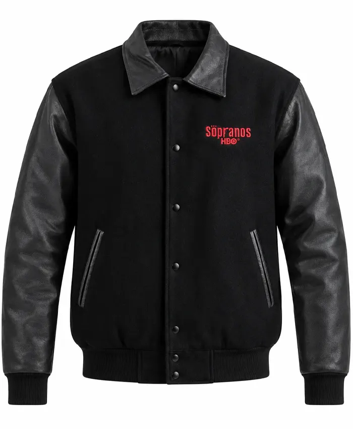 The Sopranos Black Varsity Jacket Front View