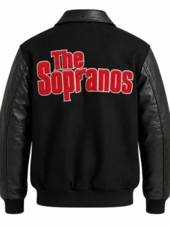 The Sopranos Logo Black Varsity Jacket Back View