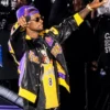 Usher RB Tour Jeff Hamilton Los Angeles Lakers NBA Limited Edition Jacket Black Yellow Purple