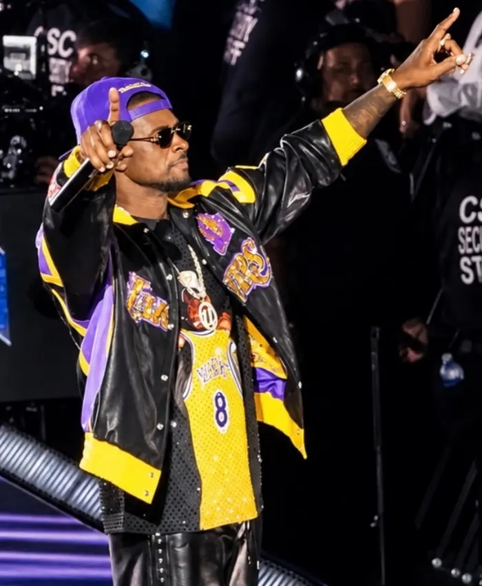 Usher RB Tour Jeff Hamilton Los Angeles Lakers NBA Limited Edition Jacket Black Yellow Purple