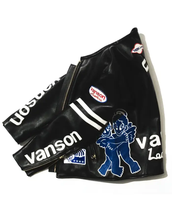 Vanson X Tappei X Future Archive Black Leather Jacket