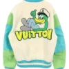 Virgil Abloh Louis Vuitton Pre-Owned 10s Duck-Appliqué Cream Varsity Jacket back view