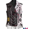 WWE Monday Night RAW 2026 Rhea Ripley Leather Chain and Spiked Black and White Vest front view